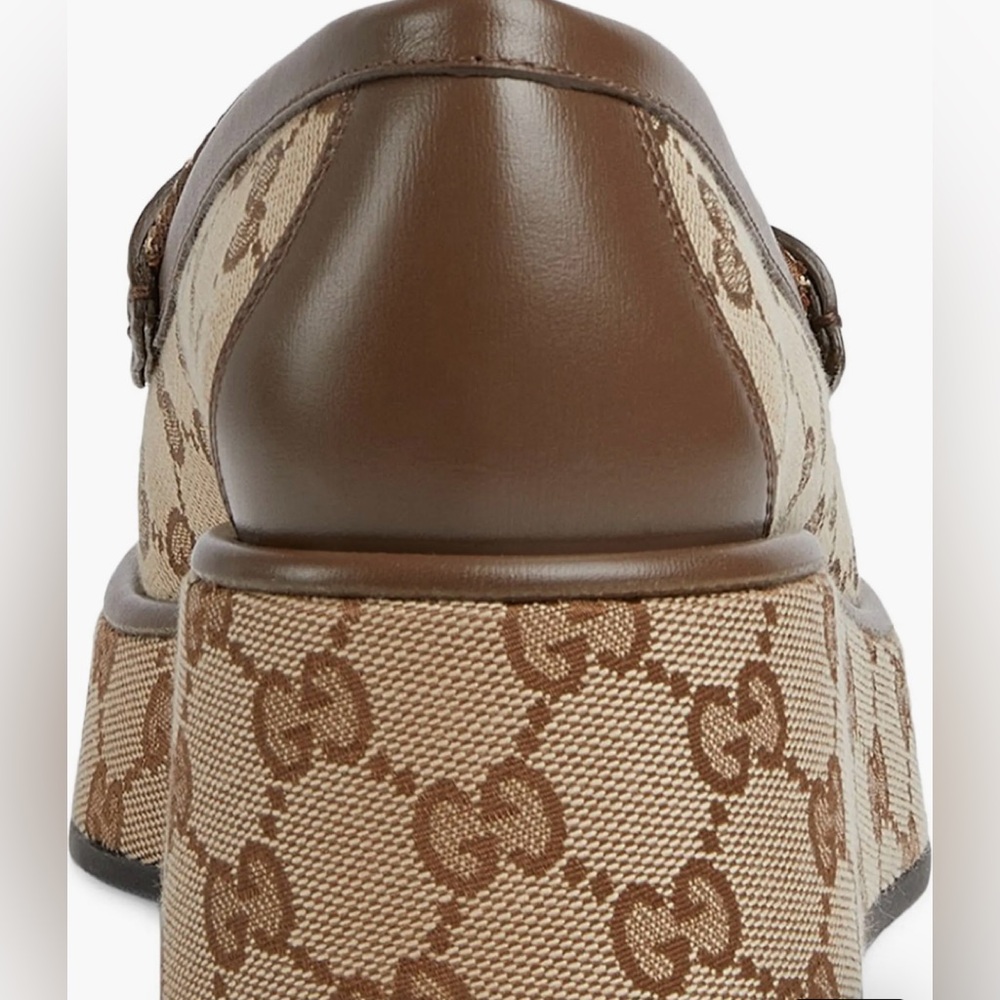 GUCCI Womens Ilde GG Supreme Canvas & Leather Flatform Loafers -Worn 1x 37.5/7.5 - Picture 6 of 16